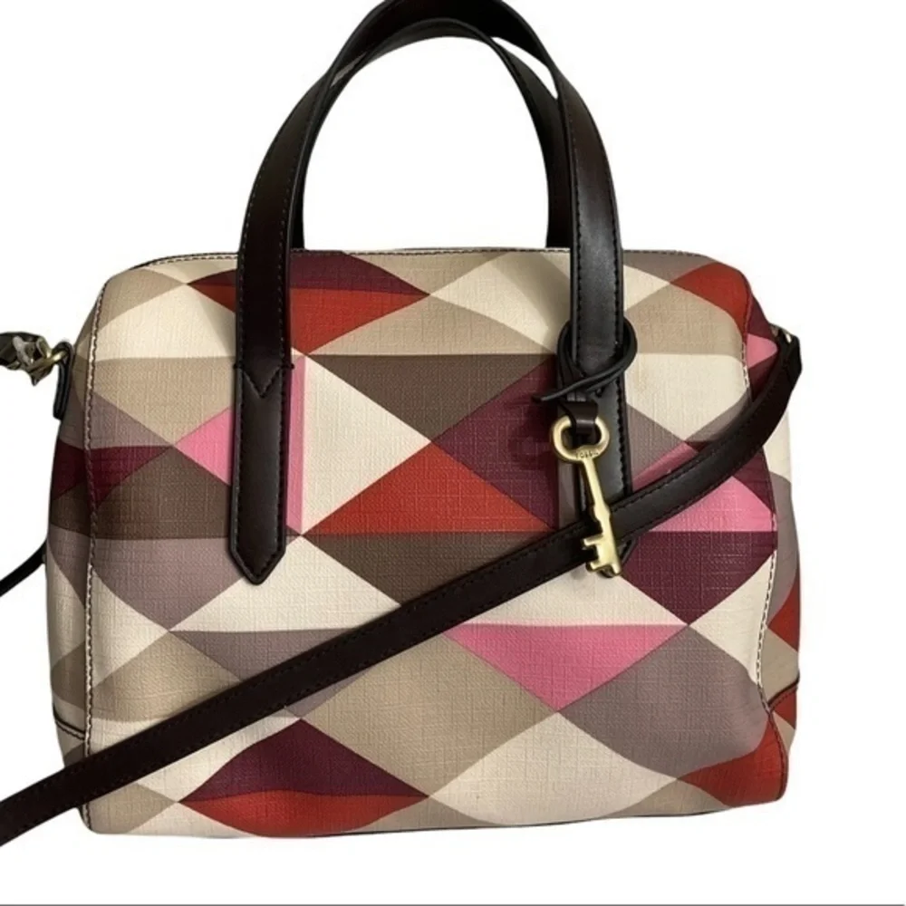 Fossil Sidney scarlet multicolor convertible barrel messenger bag - Picture 3 of 13